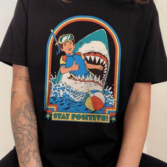 Other - Stay Positive Steven Rhodes Shirt Retro Humor Graphic  Style T-Shirt